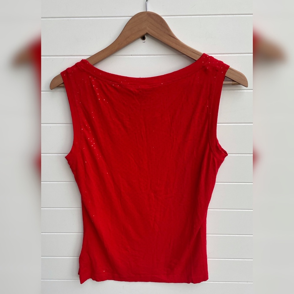 St. John Red Sparkly Sequin Soft Stretch Sleevele… - image 3